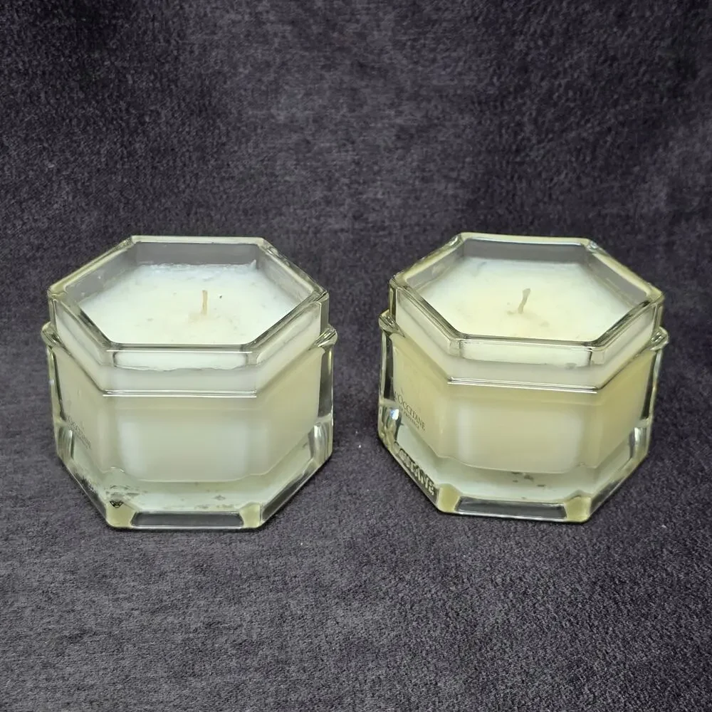 L'Occitane En Provence Scented Candle 3.5 oz Glass Jar Set of 2